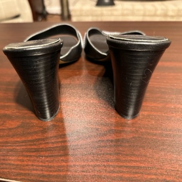 New Circa Joan & David Black Leather Sandals Heels - 10M - Picture 4 of 4